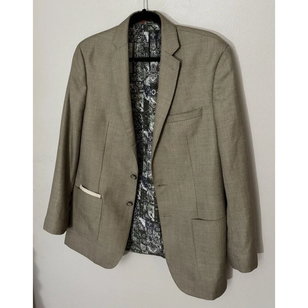 Tallia Men’s Size 42L Tan/Beige Two-Button Sport Coat Blazer Jacket